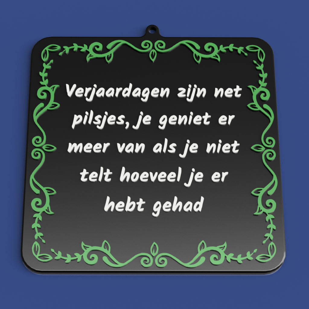 Verjaardag tegel gerenderd door Fusion